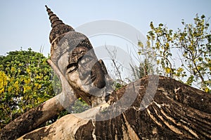 Buddha stone statue, Buddha Park, Vientiane, Laos