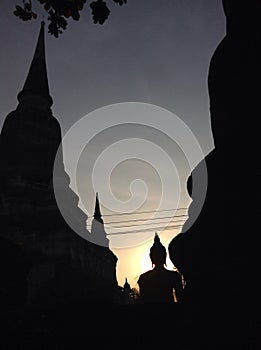 Buddha in sunset