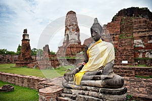 Buddha and temple in Ayutthaya