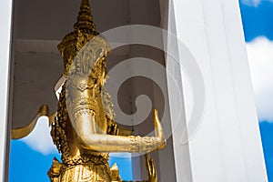 Buddha in a temple at evening sunset background.Thailand photo