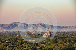 Buddha temple in the sunset dawn