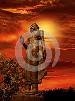 Buddha of twilight sunset