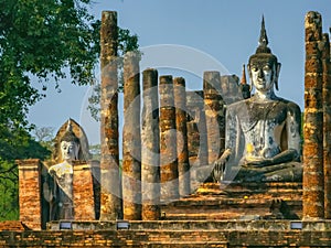 Buddha at Wat Mahathat temple in Sukhothai historical park, UNESCO World Heritage Site, Thailand