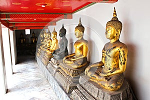 Buddha in Wat Pho Temple sequential nicely in Bangkok