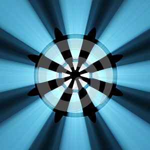 Buddhism wheel symbol light flare