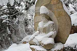 Buddha in winter, Gyeongju, South Korea photo