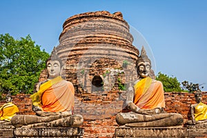 Buddhas at the temple of Wat Yai Chai Mongkol in Ayutthaya,Thailand