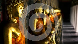 Buddhas Wat Arun Praying Gold Concept