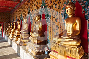 Buddhas in Wat Pho. Bangkok, Thailand.