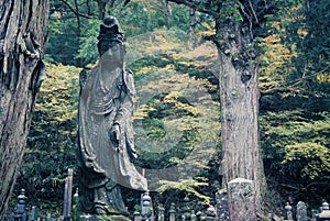Buddhisatva sculpture in cemetery on the Mount Koya