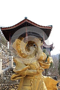 Buddhism bodhisattva statues in a temple