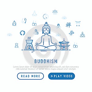 Buddhism concept with thin line icons