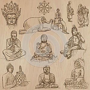 Buddhism - Freehand sketching, vector pack