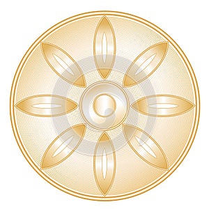 Buddhism Symbol, Gold Lotus Blossom, isolated on a white background