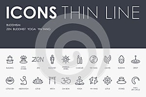 BUDDHISM Thin Line Icons