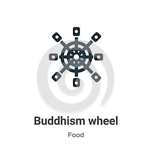 Buddhism wheel vector icon on white background. Flat vector buddhism wheel icon symbol sign from modern food collection for mobile