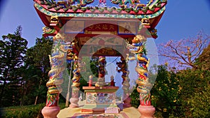 Buddhist asian siam history. Chinese buddist temple on island Koh Chang. Concept traditional history religion asia