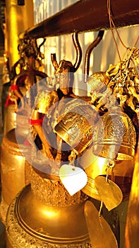 Buddhist brass bell in thai temple