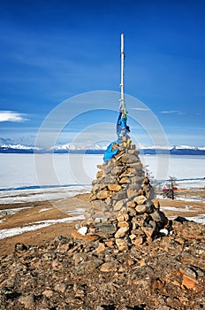 Buddhist cairn of clastic rocks