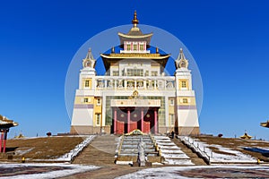 Buddhist complex Golden Abode of Buddha Shakyamuni in spring. Elista. Russia