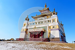 Buddhist complex Golden Abode of Buddha Shakyamuni in spring. Elista. Russia