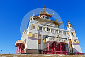 Buddhist complex Golden Abode of Buddha Shakyamuni in spring. Elista. Russia