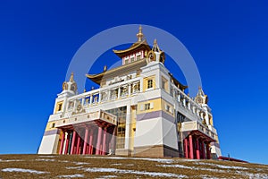 Buddhist complex Golden Abode of Buddha Shakyamuni in spring. Elista. Russia