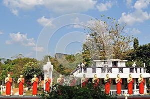 Buddhist Disciple statues at a temple in Sri Lanka