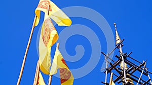 Buddhist flag with pagoda top