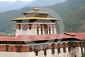 buddhist fortress (rinpung dzong) in paro (bhutan)