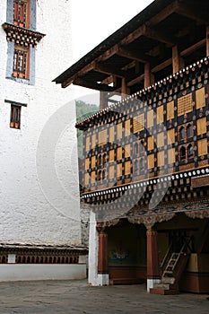 buddhist fortress (rinpung dzong) in paro (bhutan)