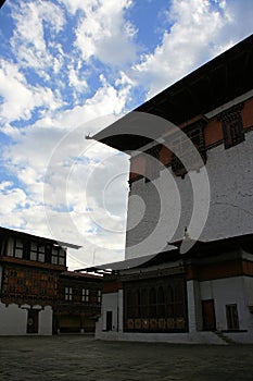 buddhist fortress (rinpung dzong) in paro (bhutan)