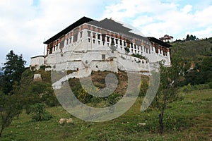 buddhist fortress (rinpung dzong) in paro (bhutan)