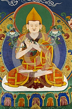 Buddhist fresco at Thikse Gompa in Ladakh photo