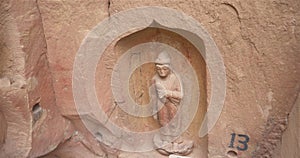 Buddhist grottoes sculpture in Bingling Temple, Gansu China. UNESCO World Heritage Site