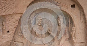 Buddhist grottoes sculpture in Bingling Temple, Gansu China. UNESCO World Heritage Site