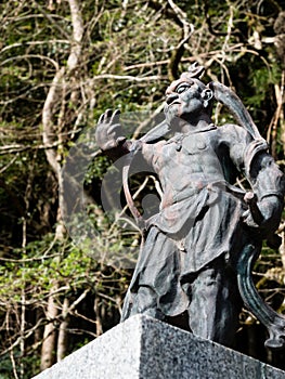 Buddhist guardian statue near Iwayaji, temple number 45 of Shikoku pilgrimage - Ehime prefecture, Japan