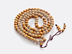 Buddhist japa mala rosary from the fruit of the magic tree Rudraksha