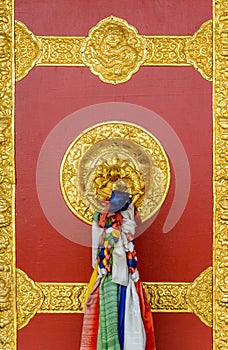 Buddhist monastery door detail