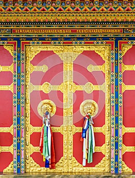 Buddhist monastery door in Nepal