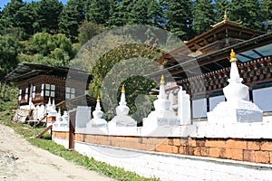 buddhist monastery (kurjey lhakhang) in jakar (bhutan)