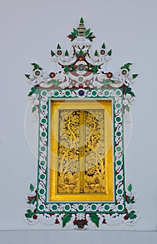 Buddhist monastery window in Bangkok