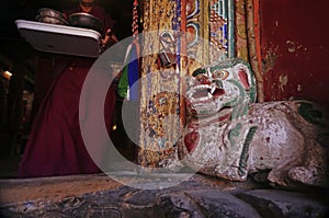 Buddhist Monk in the Ancient Hemis Monastery in Ladakh, India