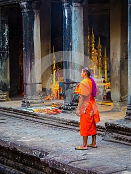 Buddhist Monk in Angkor Wat