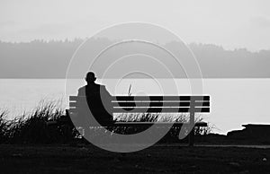 Buddhist monk black and white