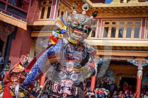 Buddhist monk dancing at mask festival