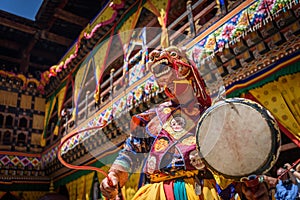 Buddhist monk dance at Paro Bhutan Festival