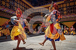 Buddhist monk dance at Paro Bhutan Festival