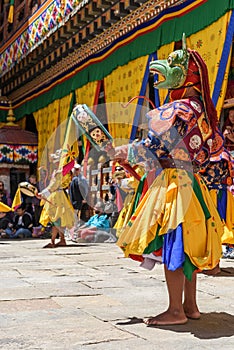 Bhutan Buddhist monk dance at Paro Bhutan Festival