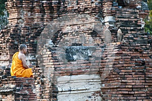 Buddhist monk in meditation.